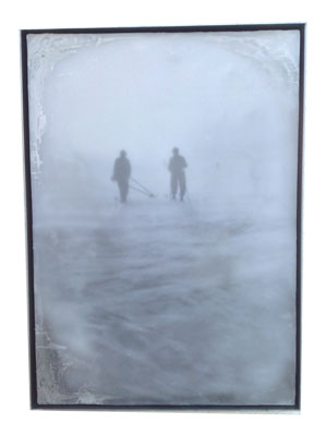 Skifahrer Encaustic, wood, metal 70 x 50 cm, 2013