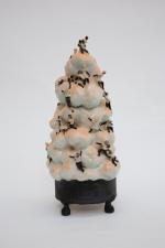 18. cockle stove cloud,  2012,  burned clay, glazed, 49 cm x Dm 23 cm,       with base   